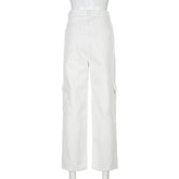 Womenmid rise fashion cargo jeans loose fit baggy jeans